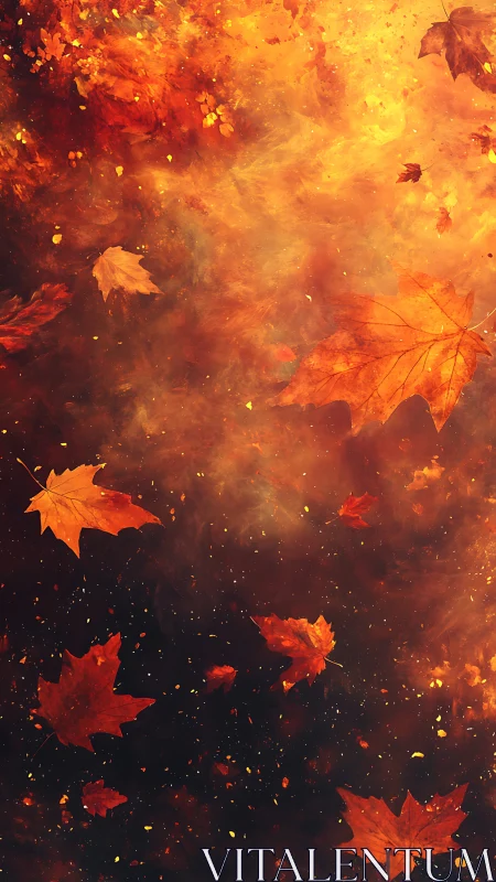 Autumn Leaves Falling Through Warm Light and Particles