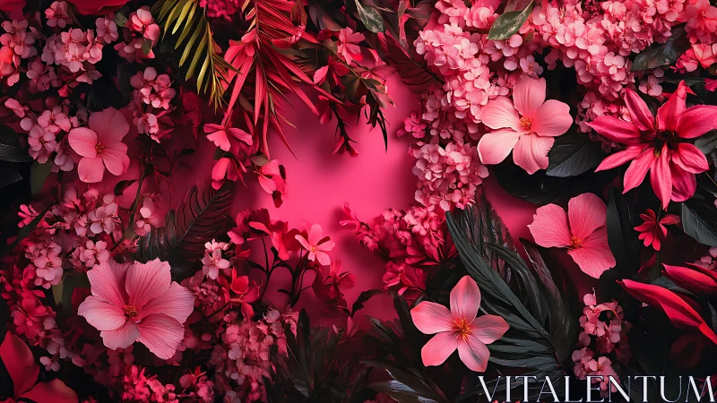 Pink Floral Arrangement Against Gradient Background Display