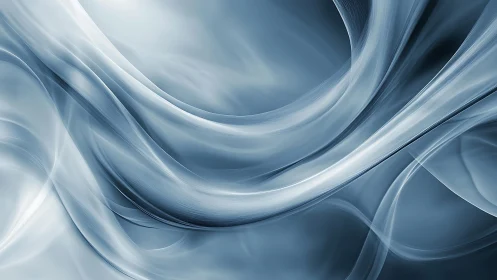 Elegant flowing abstract waves in cool blue and silver tones.