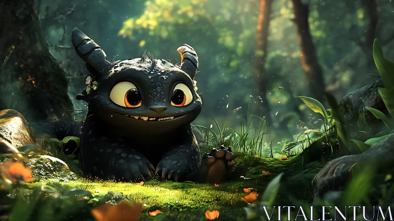 Forest dragonlet lounges in dappled light, plotting tiny mischief