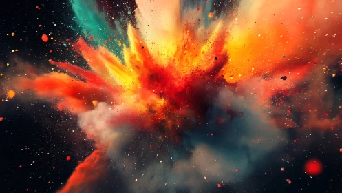 Cosmic color explosion in deep space dust field.