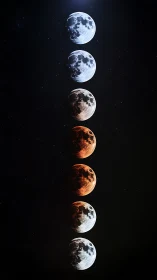 Lunar phases align in a vertical gradient of cosmic color.