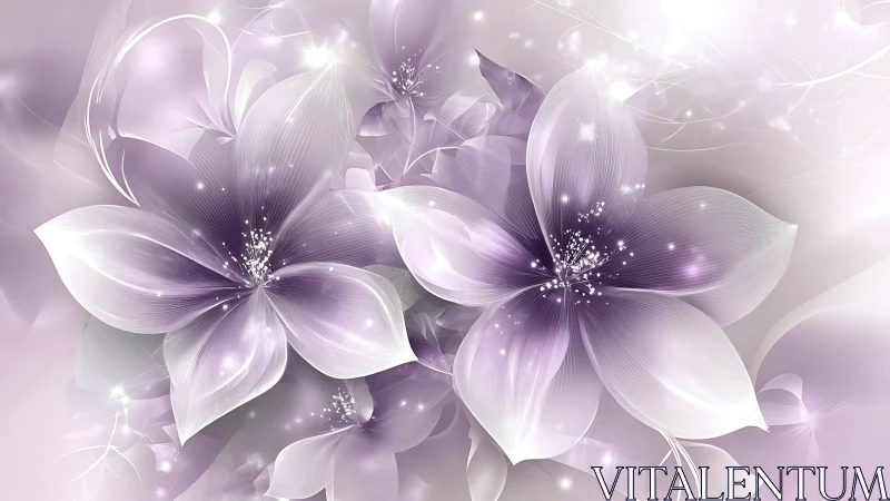 Multi-Petal Orchid Composition With Luminescent Particle Effects