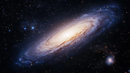 Spiraling starlit galaxy whirling through velvet cosmic hush.