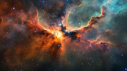 Stellar phoenix nebula ignites a storm of cosmic firelight.