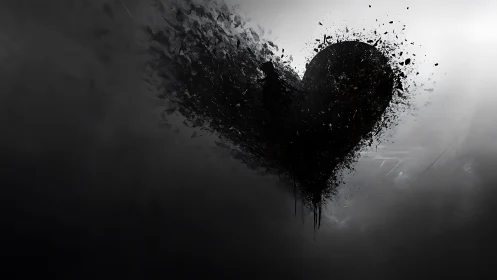 Shattered Heart Dispersing into Particles of Emotion
