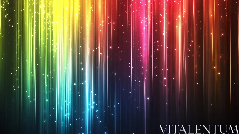 Vibrant Rainbow Light Streaks on Dark Abstract Background.