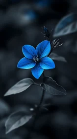 Stunning Blue Flower Blooms Against Moody Dark Background