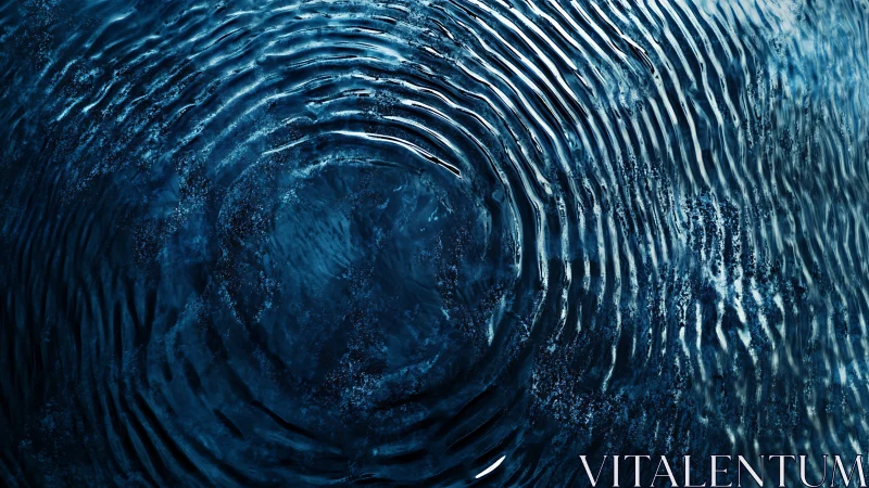 Concentric water ripples spread across dark blue liquid surface
