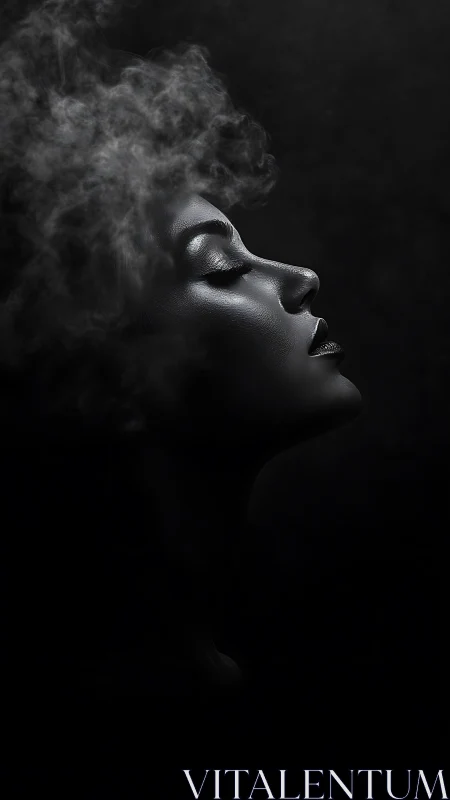 Monochrome side profile portrait in sculpted chiaroscuro light.