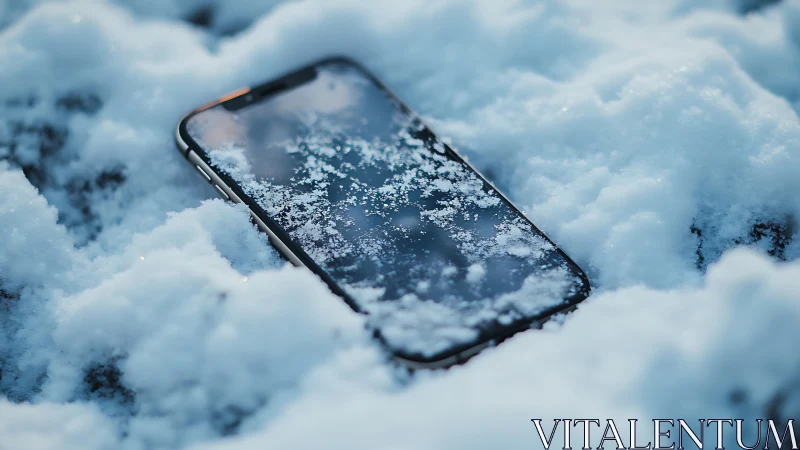 Smartphone in Winter Snow.