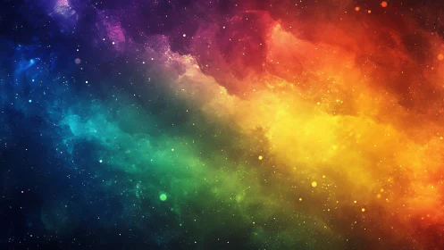 Vibrant nebula spectrum spans deep cosmic starfield.