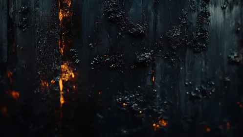 Dark Forest Engulfed in Glowing Embers and Fire.