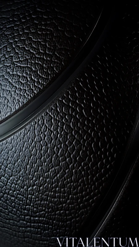 Close view of textured black surface with curved seams.