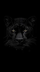 Black Panther Portrait. Intense Golden Gaze.