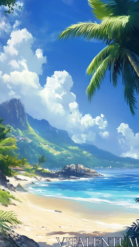 Tropical Paradise Where Mountains Cradle the Crystalline Shoreline