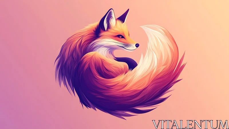 Vibrant stylized fox curls in a luminous pastel glow