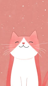 Serene Feline Portrait with Closed Eyes Against Coral Textured Background