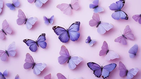 Lavender and lilac butterflies in seamless pastel flight pattern.