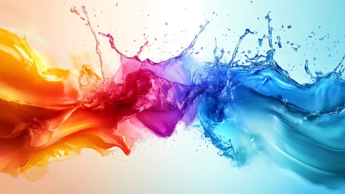 Vibrant liquid color streams collide in a dynamic energy burst