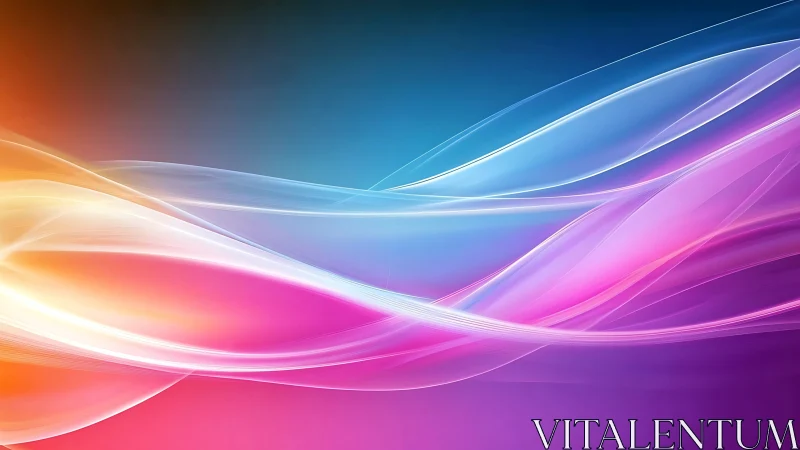 Silken neon waveforms drift like music across twilight glass