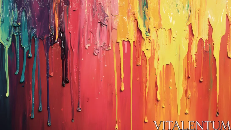 Vibrant Multicolored Paint Drips Abstract Art on Canvas.