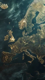 European continent night lights from orbital perspective.