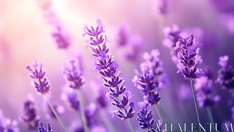 Purple Lavender Spike Flowers with Shallow Depth of Field Bokeh