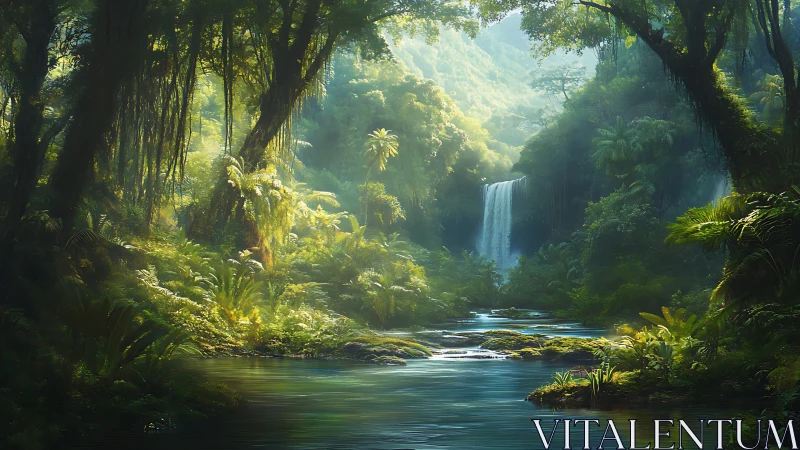 Luminescent Jungle Cathedral Where Waterfall Dreams Echo