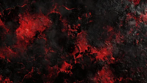 Red and black textured surface shows glowing molten pattern