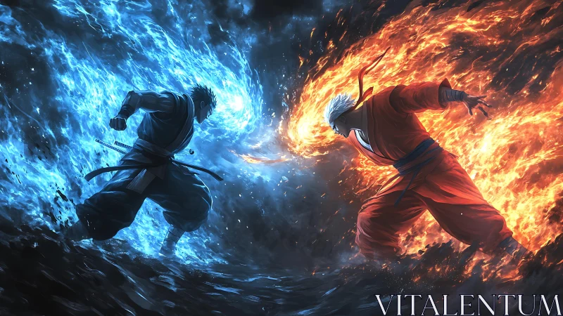 Dual elemental fighters confront each other in symmetrical clash