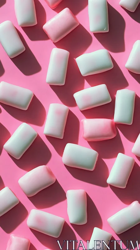 Volumetric Rectangular Marshmallow Composition on Vibrant Magenta Ground.