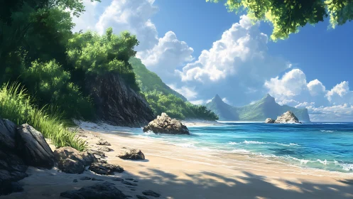 Tropical Island Beach. Pristine Coastal Paradise
