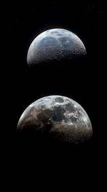 Lunar crescents reveal cratered surface in deep space