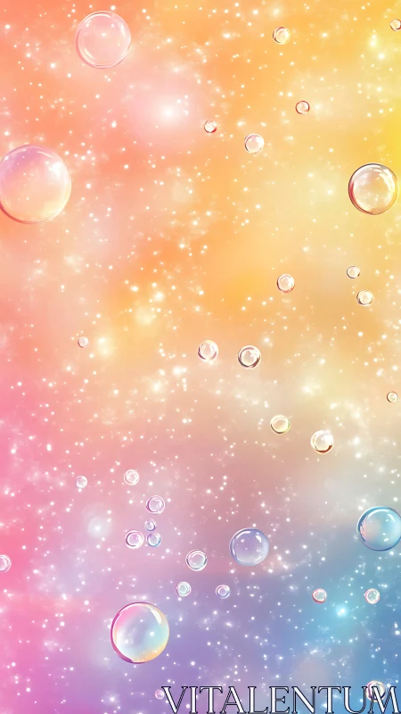 Iridescent soap spheres in prismatic nebular gradient field.