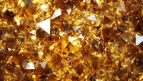 Radiant amber crystal field in dense faceted abstraction.