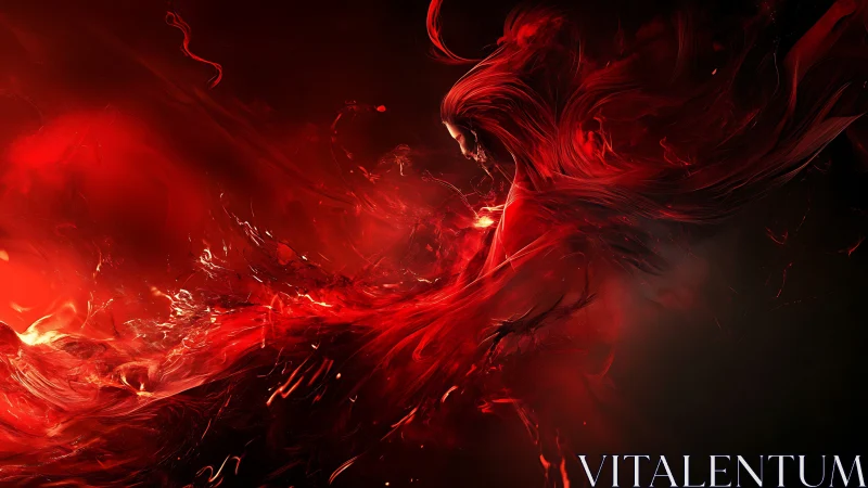 Red spectral figure amid swirling abstract energy field.