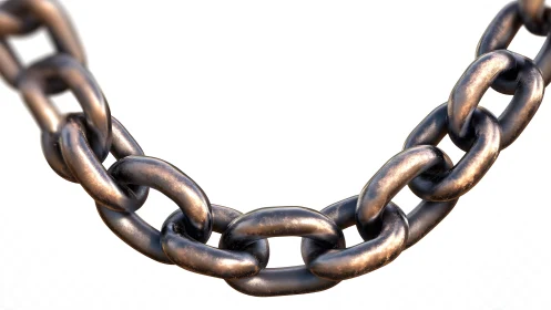 Close-up of metallic chain links on white background, realistic style.