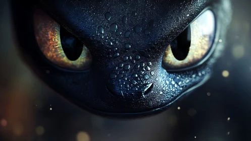 Midnight dragon blinks slowly, galaxies swirling in eyes