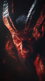 Infernal horned demon rendered with high-contrast cinematic lighting