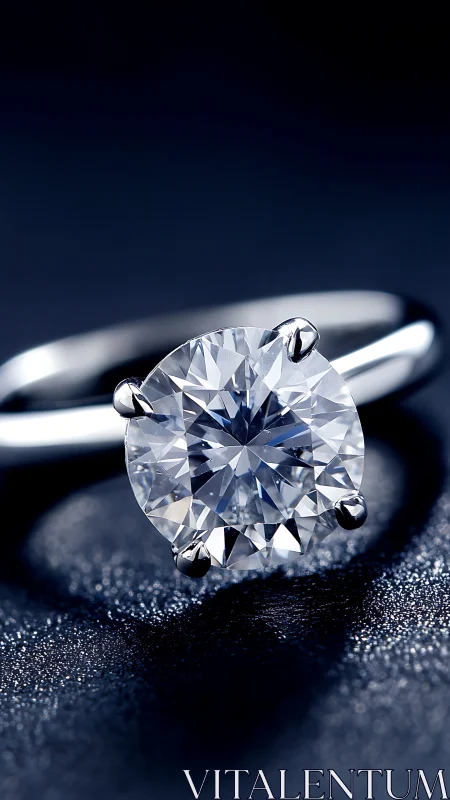 Round brilliant solitaire diamond ring in prong platinum setting