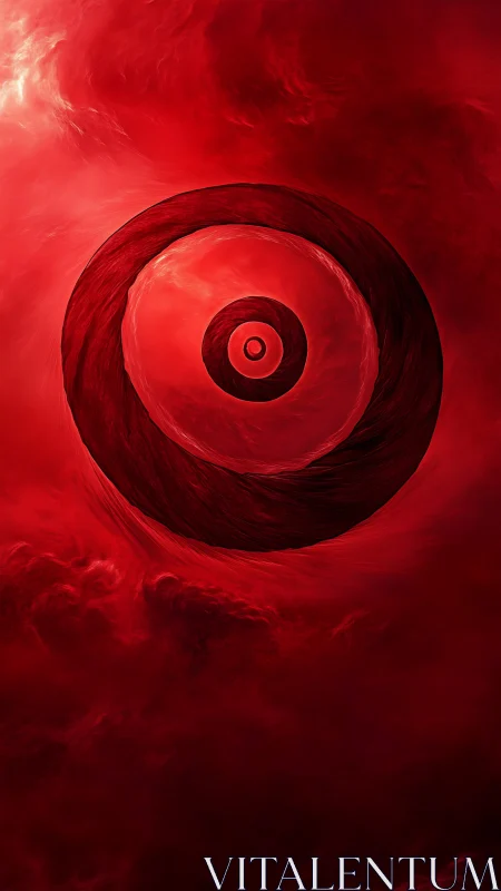 Crimson Vortex Orbits In A Clouded Cosmic Whirlpool.