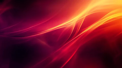 Vibrant Abstract Light Waves in Red and Orange Digital Art.
