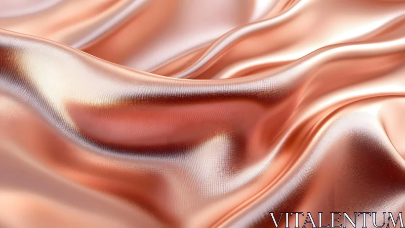 Shimmering Peach Satin Fabric Close-Up with Soft Folds and Light.