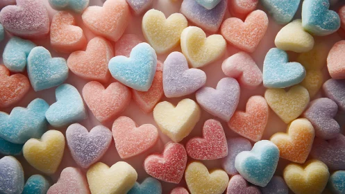 Sweet Sugar Hearts in Rainbow Colors.