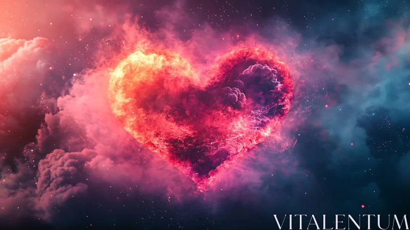 Glowing Heart Blazes Through Cosmic Clouds