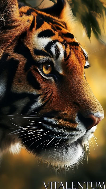 Tiger profile shows detailed facial features in close view
