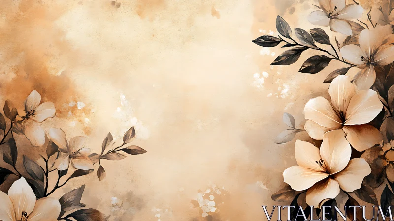 Ethereal Blooms Converge in Warm Sepia Gradient.