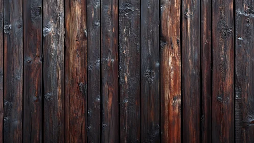Charred vertical timber cladding with rich carbonized grain.
