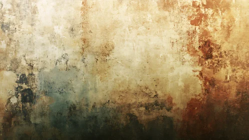 Textured grunge wall background unifying warm rust and cool patina tones
